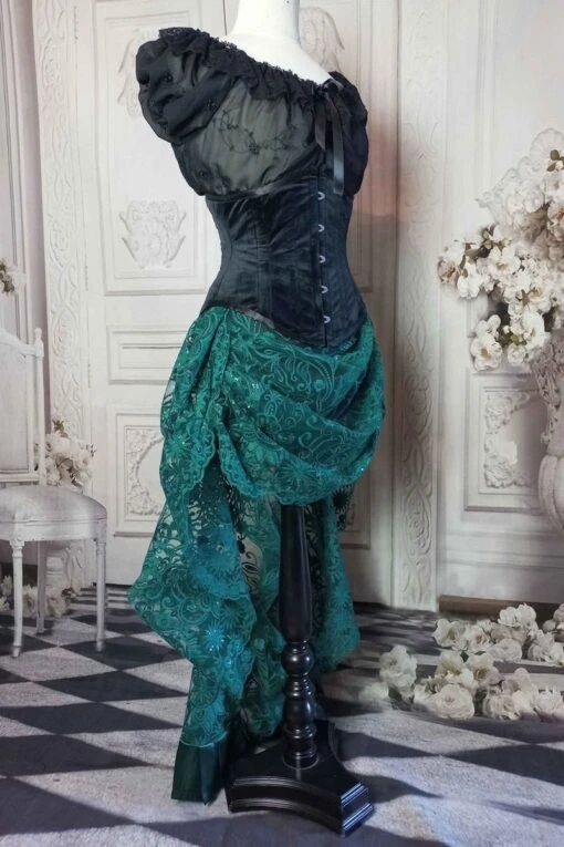 Green Lace Victorian Bustle Skirt - Image 4