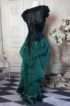 Green Lace Victorian Bustle Skirt -Vintage Veil Clothing Store greenlacevictorianbustle4