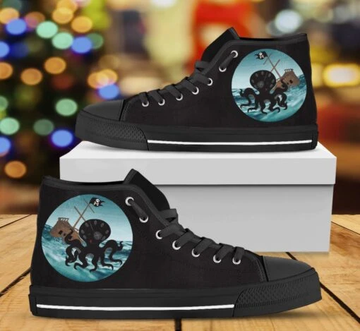 Happy Kraken, Women's Hi Tops, FREE Shipping - Image 7