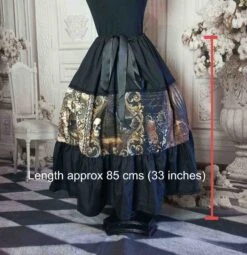 Mysterious Steampunk Tea Length Skirt -Vintage Veil Clothing Store mysterioussteampunktealength measuring