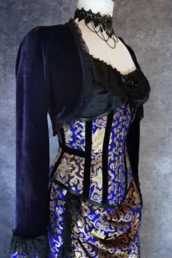 Royal Blue Under Bust Corset -Vintage Veil Clothing Store oriental blue corset sf l