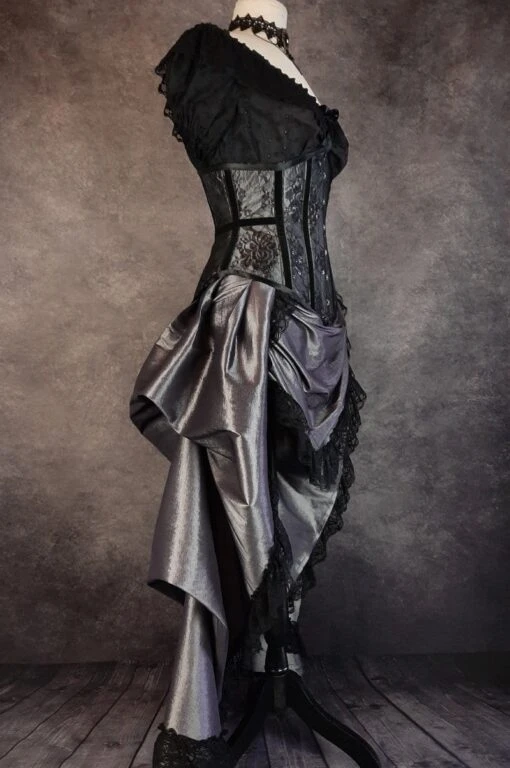 Silver Pandora Corset & Victorian Bustle Skirt Set - Image 3