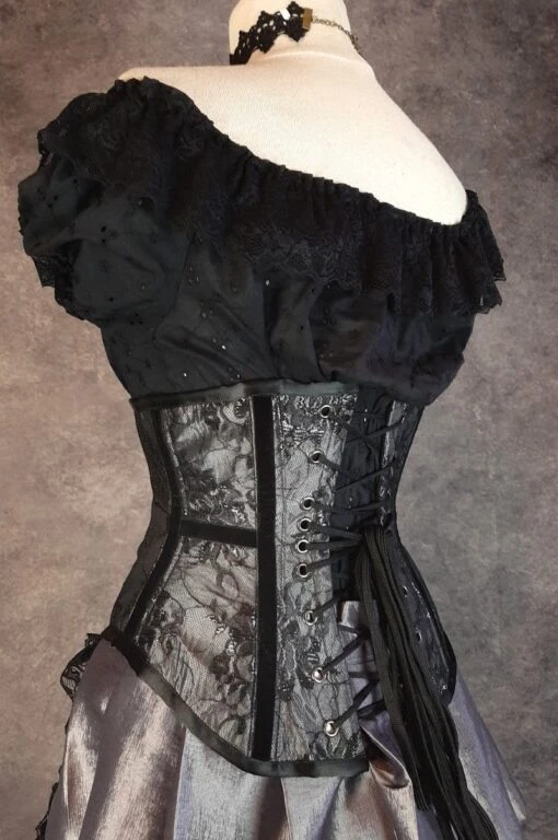 Silver Pandora Corset & Victorian Bustle Skirt Set - Image 5
