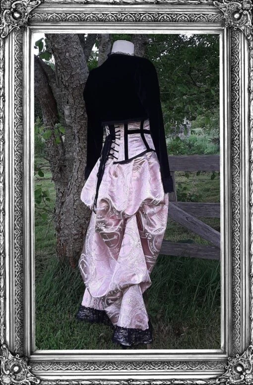 Renaissance Brocade Corset & Victorian Bustle Skirt Set, 26" Corset - Image 2