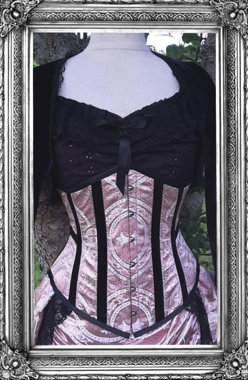 Renaissance Brocade Corset & Victorian Bustle Skirt Set, 26" Corset - Image 3