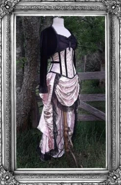 Renaissance Brocade Corset & Victorian Bustle Skirt Set, 26" Corset