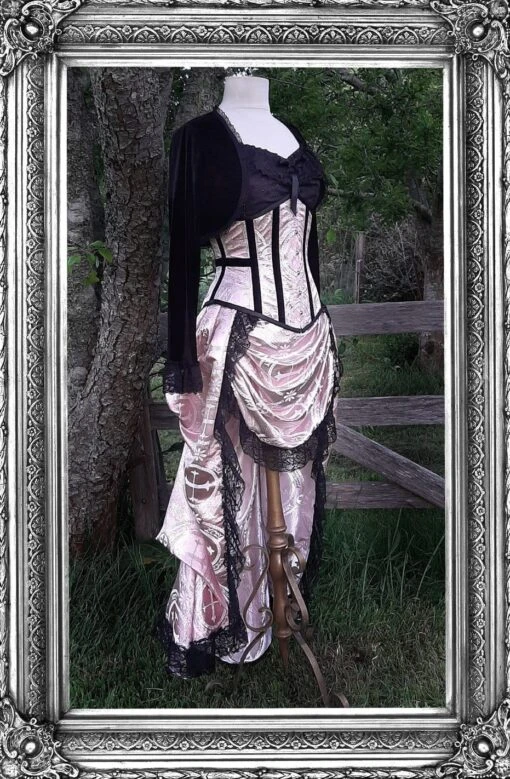 Renaissance Brocade Corset & Victorian Bustle Skirt Set, 26" Corset