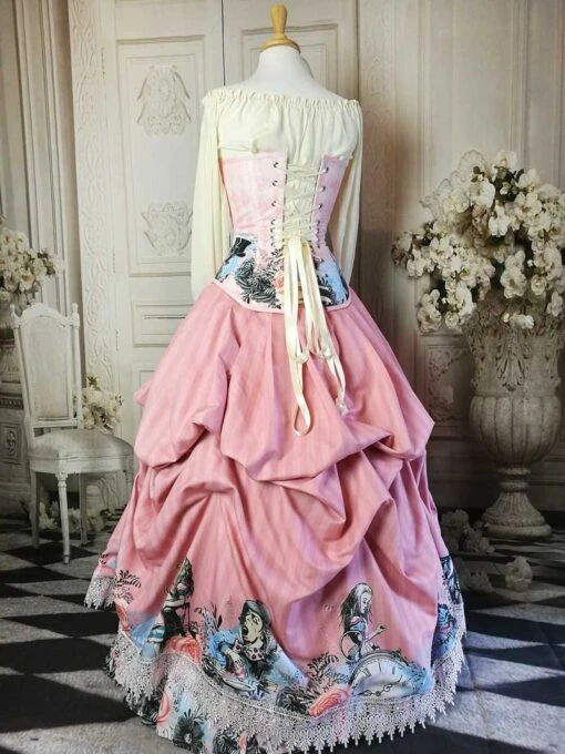 Alice In Wonderland Pink Victorian Corset Gown - Image 7