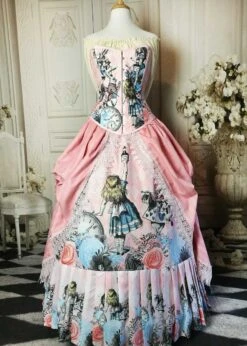 Alice In Wonderland Pink Victorian Corset Gown