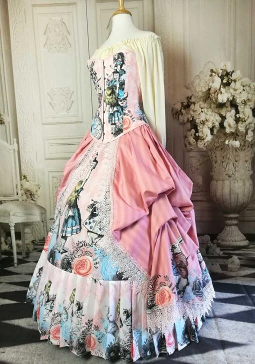 Alice In Wonderland Pink Victorian Corset Gown - Image 3