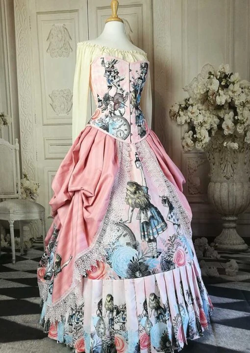 Alice In Wonderland Pink Victorian Corset Gown - Image 4