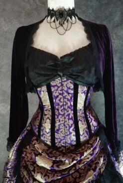 Amethyst Velvet Bolero Shrug -Vintage Veil Clothing Store purple bolero shrug front