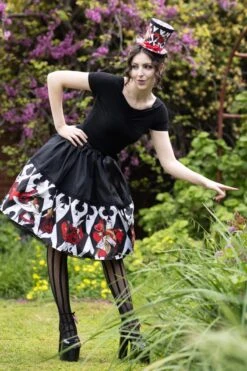 Queen Of Hearts Playing Cards Mid Length Skirt