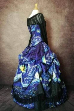 Starry Night Van Gogh Victorian Corset Gown -Vintage Veil Clothing Store starrynightcustomsizedaustraliangown
