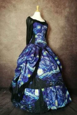 Starry Night Van Gogh Victorian Corset Gown -Vintage Veil Clothing Store starrynightcustomsizedcorsetgowngalleryserpentine
