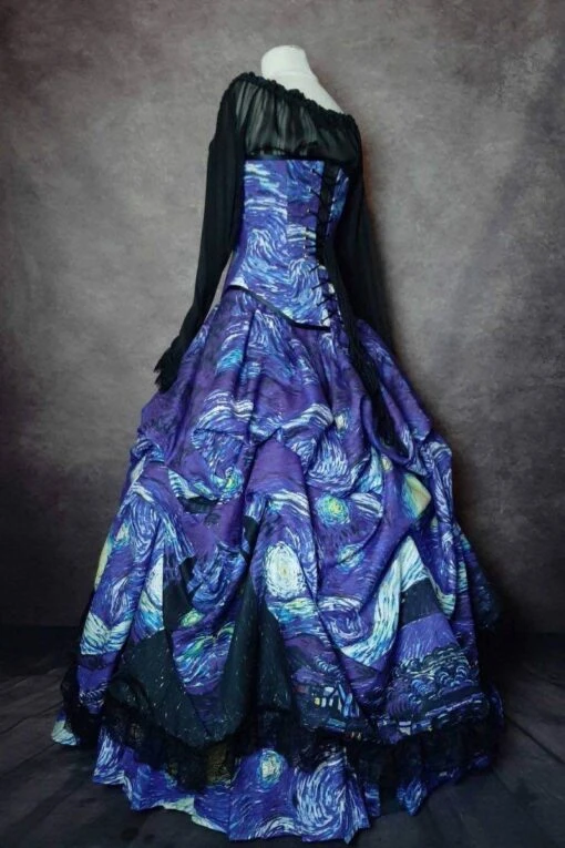 Starry Night Van Gogh Victorian Corset Gown - Image 6