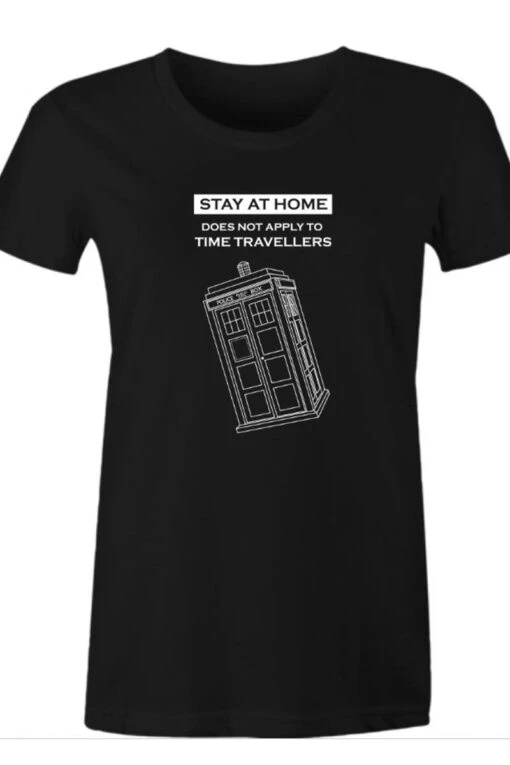Women's Black #stayathome Meme Tee - Image 3