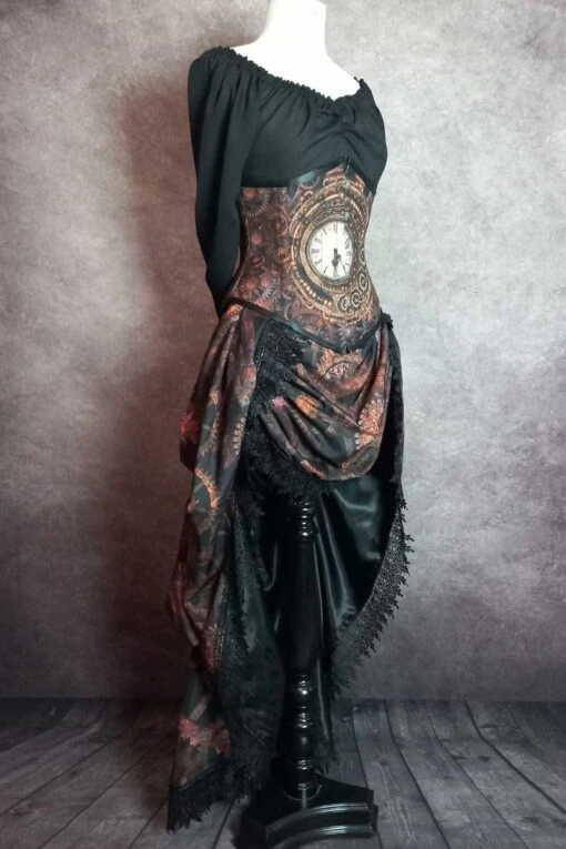 Steampunk Time Under Bust Victorian Corset & Victorian Bustle Skirt Set - Image 3