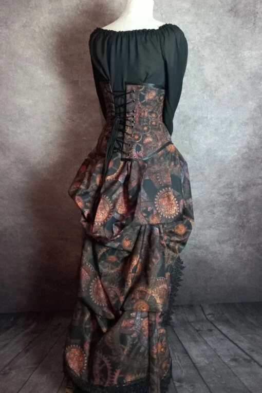 Steampunk Time Under Bust Victorian Corset & Victorian Bustle Skirt Set - Image 4