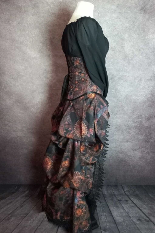 Steampunk Time Under Bust Victorian Corset & Victorian Bustle Skirt Set - Image 5