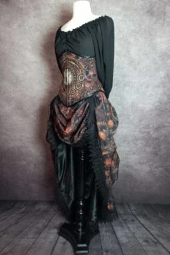 Steampunk Time Under Bust Victorian Corset & Victorian Bustle Skirt Set -Vintage Veil Clothing Store steampunkgearsubvicbustleskirtset4