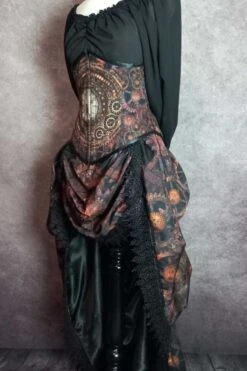 Steampunk Time Under Bust Victorian Corset & Victorian Bustle Skirt Set