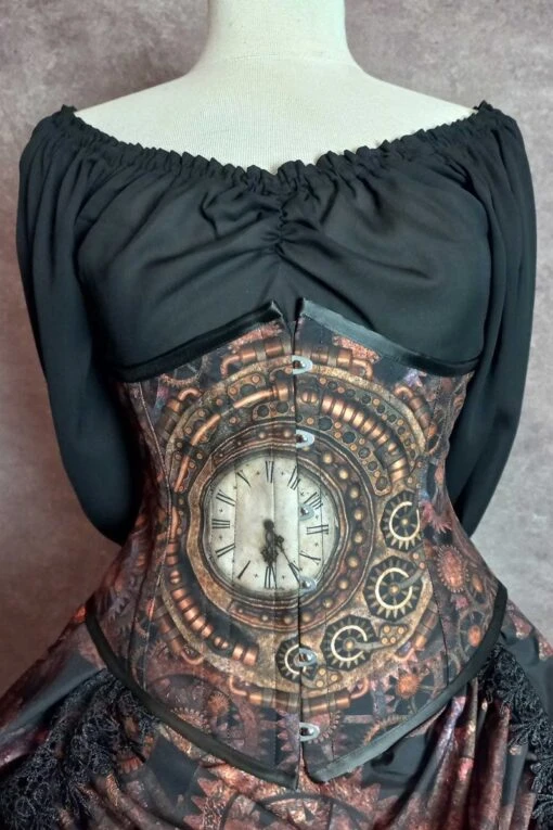 Steampunk Time Under Bust Victorian Corset & Victorian Bustle Skirt Set - Image 2