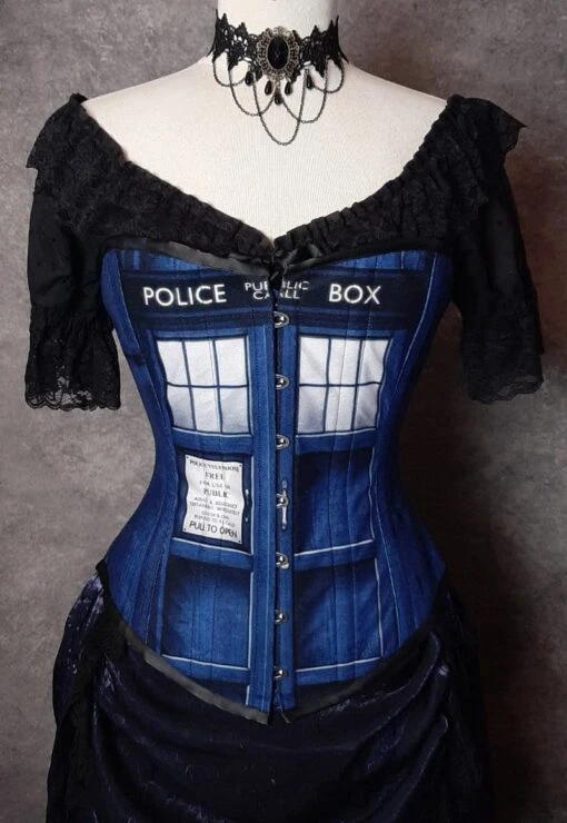 Police Box Corset, Denim Look - Image 2