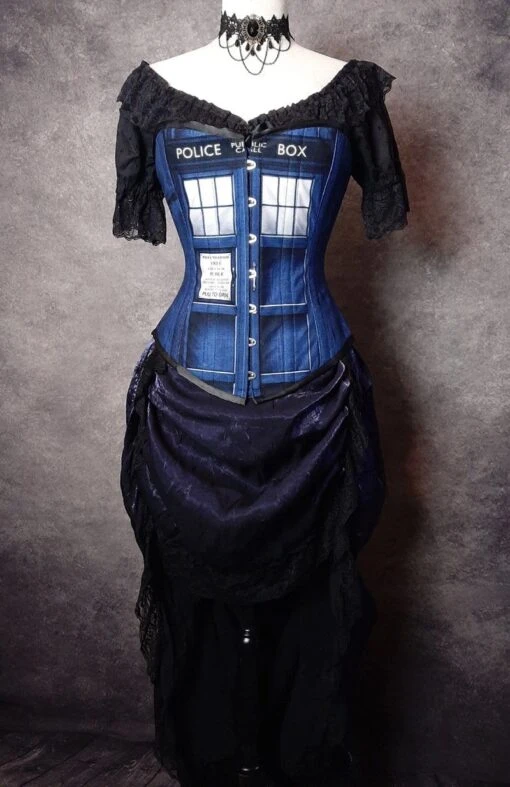 Police Box Corset, Denim Look - Image 5
