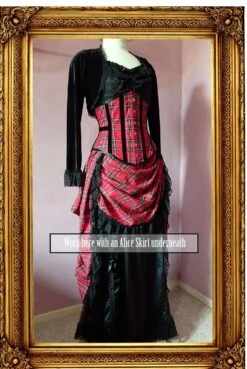 Red Tartan Victorian Bustle Skirt, Made To Order -Vintage Veil Clothing Store tartan alice skirt with label