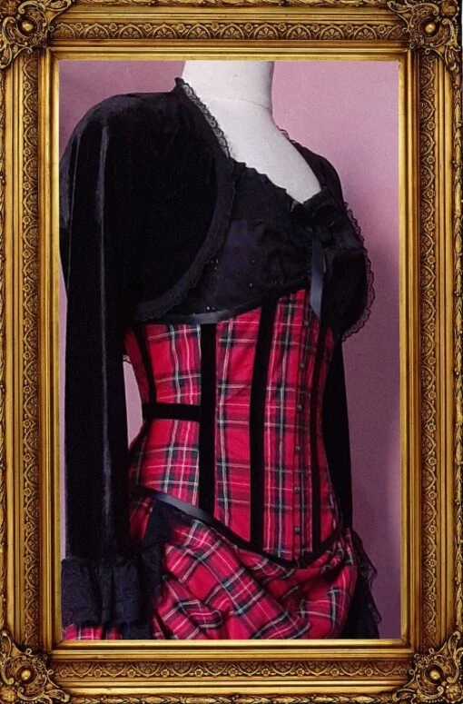 Victorian Punk Red Tartan Under Bust Corset - Image 2