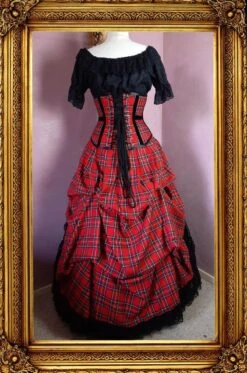Victorian Punk Red Tartan Under Bust Corset -Vintage Veil Clothing Store tartan hoop back 223kb 7dfbafce cb7a 4670 95c1 d3973da02d9a