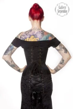 Ebony Turn Of The Century Corset, Custom Sized -Vintage Veil Clothing Store turn of the century black brocade satin3 1af569d4 e3d6 4fe6 9197 4e3b6e0c7818