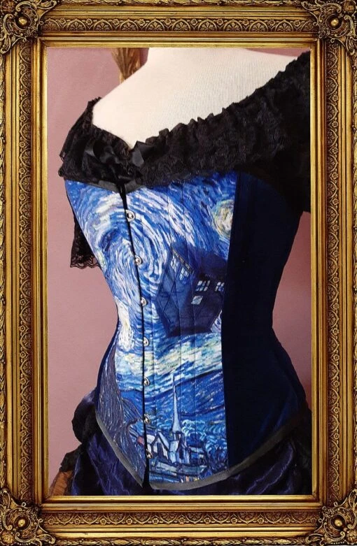 Starry Night Tardis Corset, Custom Made