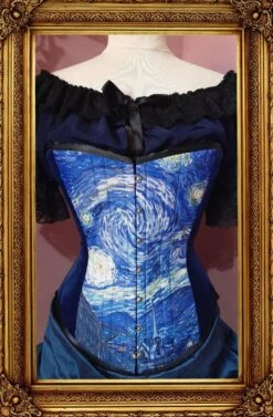 Starry Night Over Bust Corset, Custom Sized