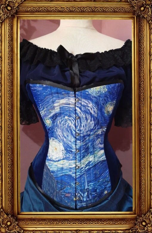 Starry Night Over Bust Corset, Custom Sized