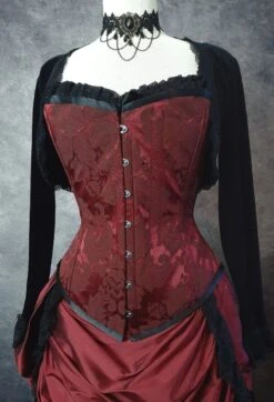 Ltd Edition Garnet Brocade Corset, Custom Sized -Vintage Veil Clothing Store venus burg broc front
