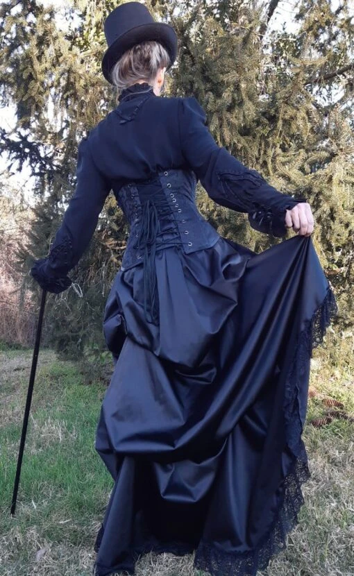 Black Victorian Bustle Skirt, Made To Order - Image 5