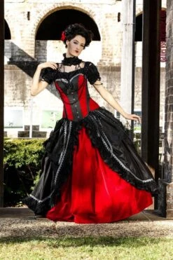 Black Rose TOC Corset, One Only, 20" -Vintage Veil Clothing Store wm Black Rose ensemble front full 800x1200