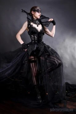 Dark Fairy Tale Corset Gown, Size XS-S -Vintage Veil Clothing Store wm dark fairy tale side 800x1200