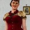 Red Velvet Turn Of The Century Corset, Made To Measure -Vintage Veil Clothing Store wmred velvet toc closeup 800x1200